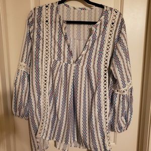 Boho floral summer top 3/4 sleeve